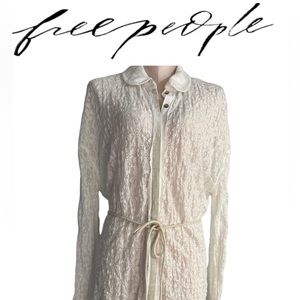 Free People white lace Top- can be used as beach cover up. Size M.
